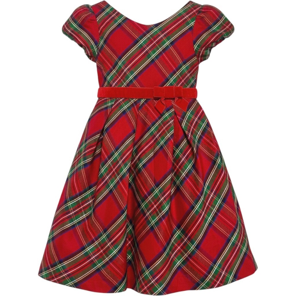 Janie and Jack 3T 2019 Silk Tartan Plaid Holiday Dress Velvet Bow Christmas